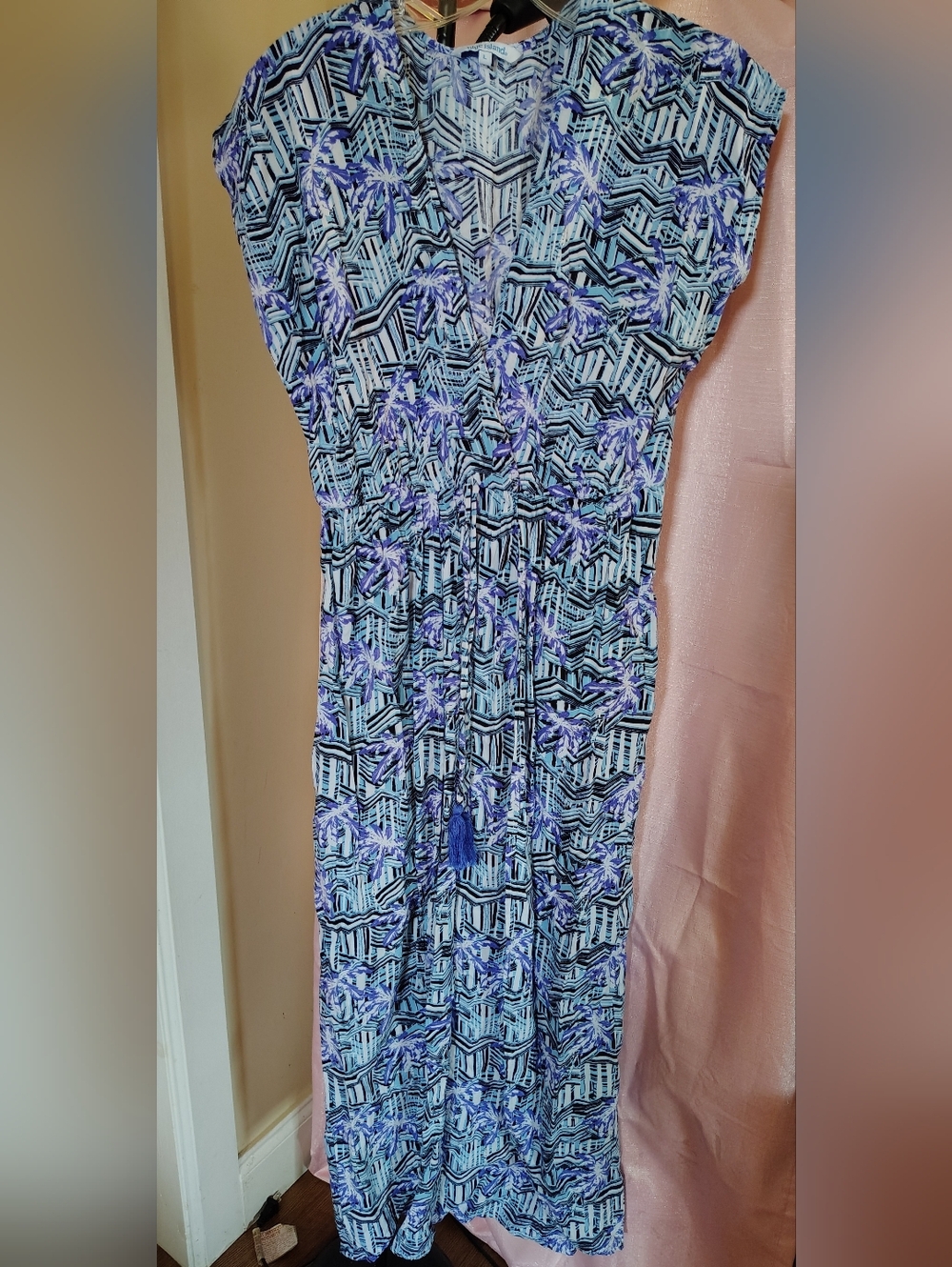 Blue Island  L Women's Blue & Purple Patterned Maxi Dress